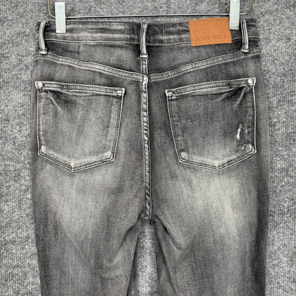 Judy Blue Jeans Womens 5 27 Gray Skinny Distressed Frayed Released Hem High Rise - Picture 10 of 15